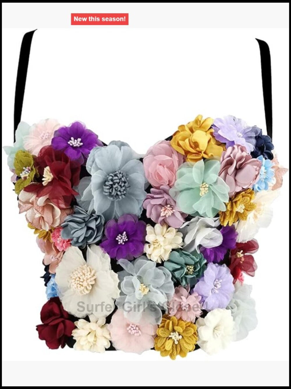 Women's 3D Floral Bustier Corset Crop Top Wedding Party Club Push Up Bra